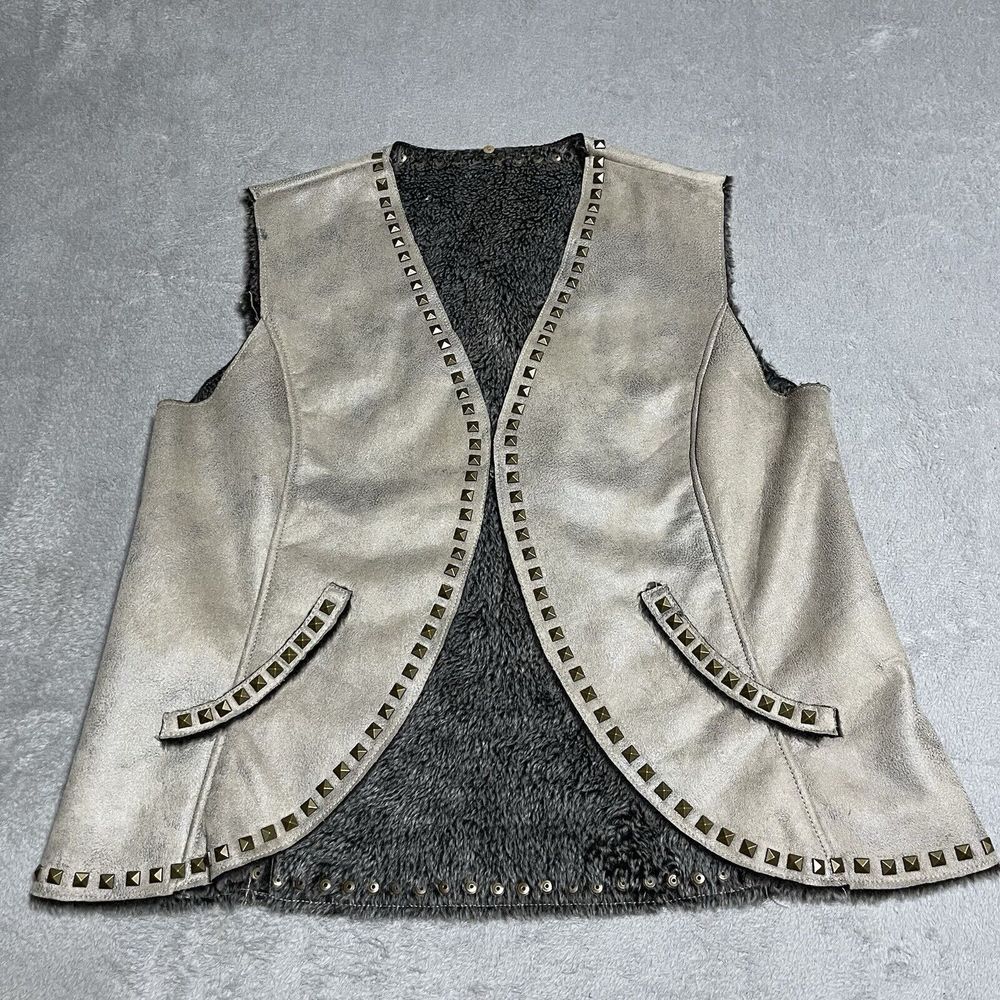 Montana Clothing Company Vest‎ Womens XL Brown Faux Fur Suede Cowgirl Western